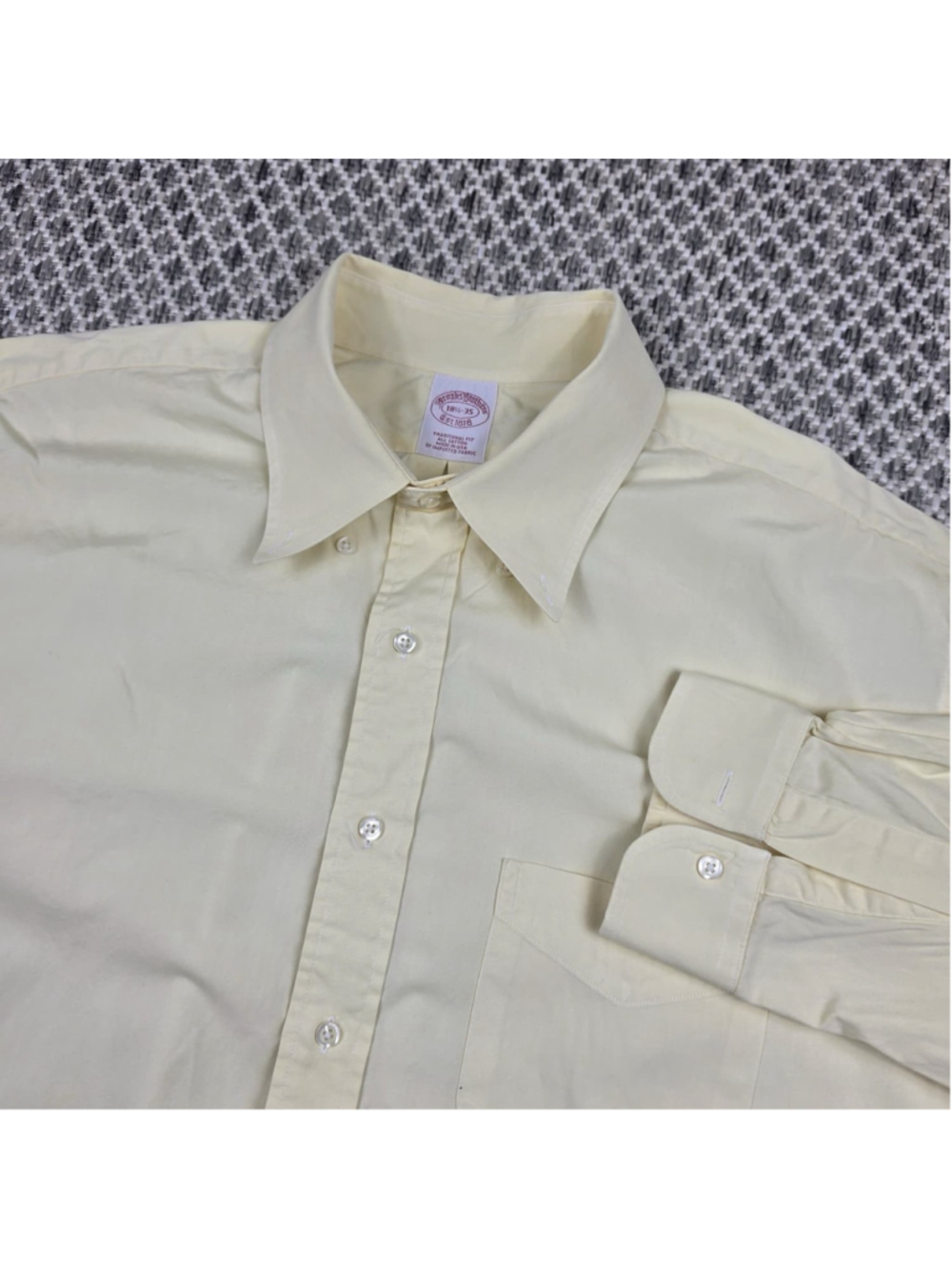 Vintage Brooks Brothers Makers Yellow Oxford Button Down Dress Shirt USA 18.5